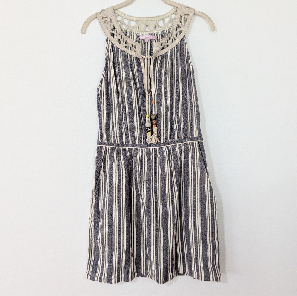 Calypso St. Barth Striped Mini Dress - Blue and Cream